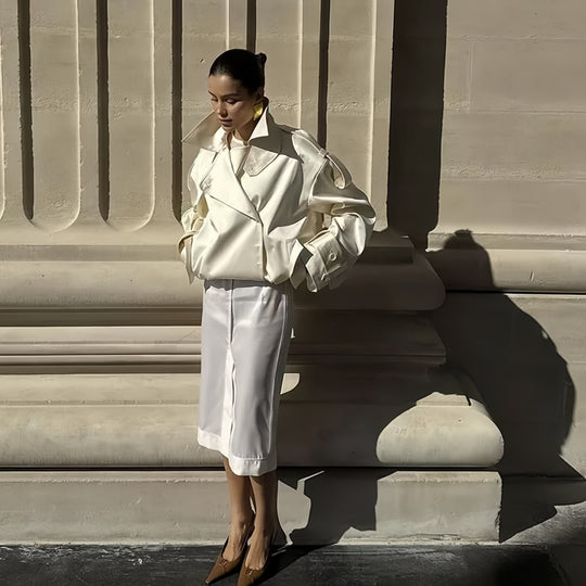 Damen modische Kurzjacke mit elegantem Schnitt und hochglänzendem Finish R&B