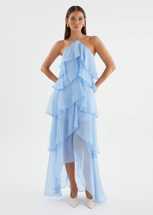 Damen Chiffon Maxikleid mit mehrschichtigen Rüschendetails R&B
