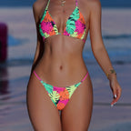 Damen Triangel-Bikini-Set mit fröhlichem Kirschmuster und verstellbaren Trägern R&B