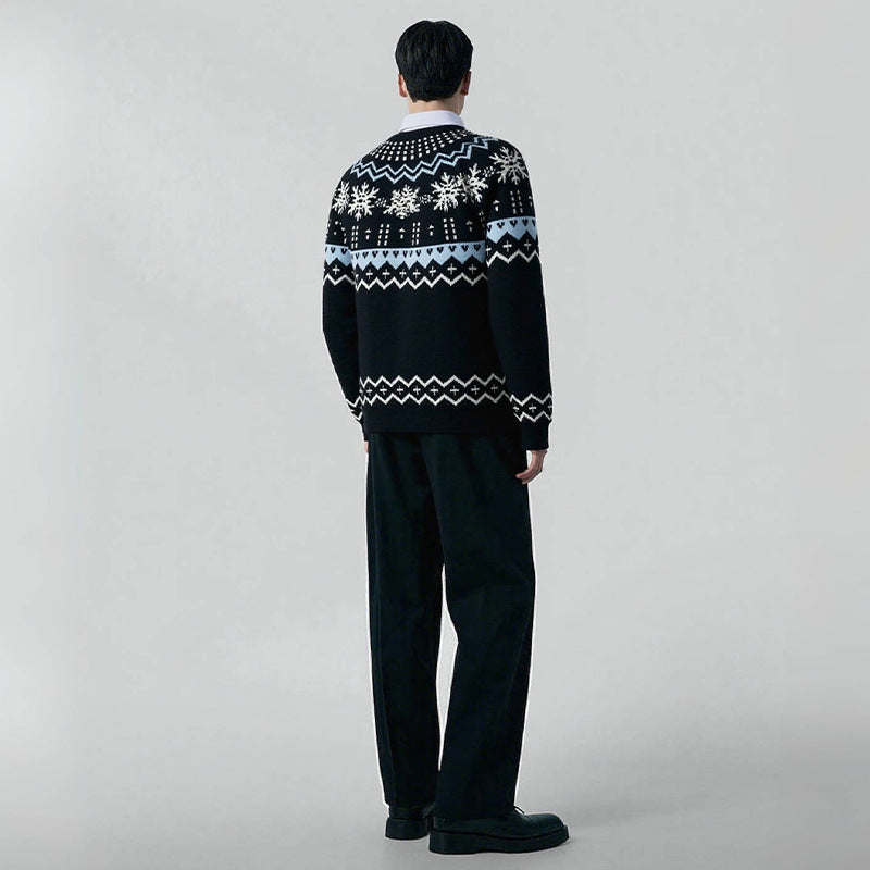 Herren Strickpullover mit winterlichem Muster R&B