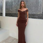 Damen Elegantes Maxikleid mit verführerischem V-Ausschnitt und transparenten Ärmeln R&B