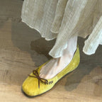 Damen Ballerinas aus weichem Veloursleder mit dekorativem Schleifendetail R&B