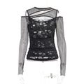Damen Modisches Oberteil mit transparentem Mesh-Design und raffinierten Cut-Outs R&B