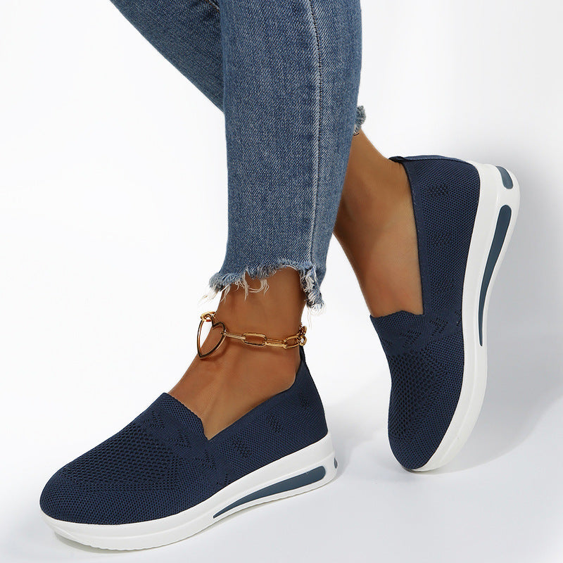 Damen atmungsaktive Slip-On Sneakers mit flexiblem Strick-Obermaterial R&B