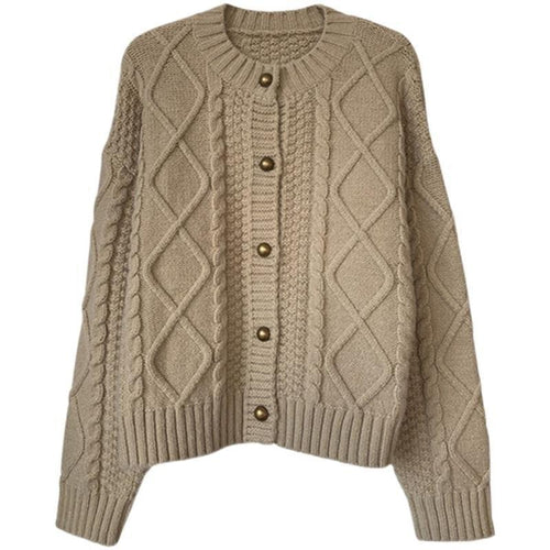 Damen Grobstrick-Cardigan mit Knopfdetails und Zopfmuster R&B
