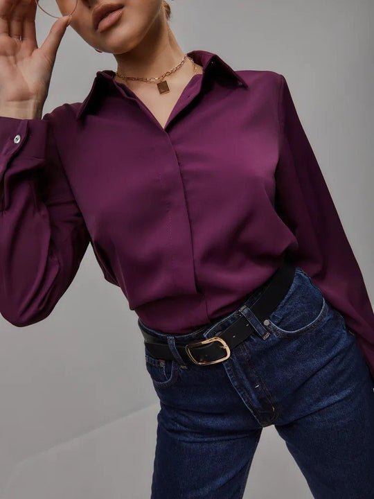 Damen Hemdbluse elegant mit luxuriösem Glanz