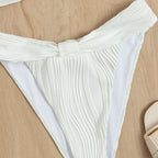 Damen Bandeau-Bikini mit modischer Raffung und hoch geschnittenem Slip R&B
