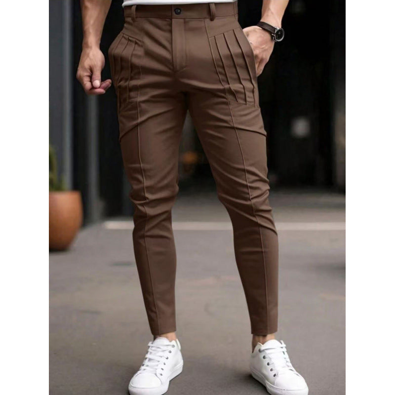 Herren Stoffhose Slim Fit mit Bundfalten