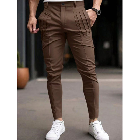 Herren Stoffhose Slim Fit mit Bundfalten