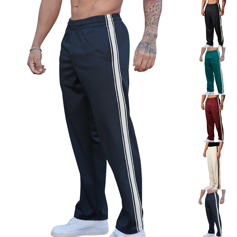 Herren Atmungsaktive Sporthose mit Seitentaschen und dekorativem Streifen R&B