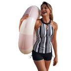 Damen Sportlicher Badeanzug mit modischem Schlitzdesign und Shorts R&B