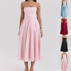 Damen Maxikleid mit schulterfreiem Design und voluminösem Saum R&B