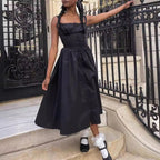 Damen Maxi-Kleid mit knöpfbarem Oberteil und schwingendem Rock R&B