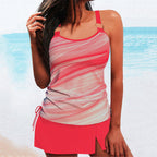 Damen Tankini-Set mit elegantem Wickelrock und dekorativen Riemen R&B