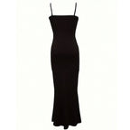 Damen figurbetontes Maxikleid mit schmalen Trägern und elegantem Schnitt R&B