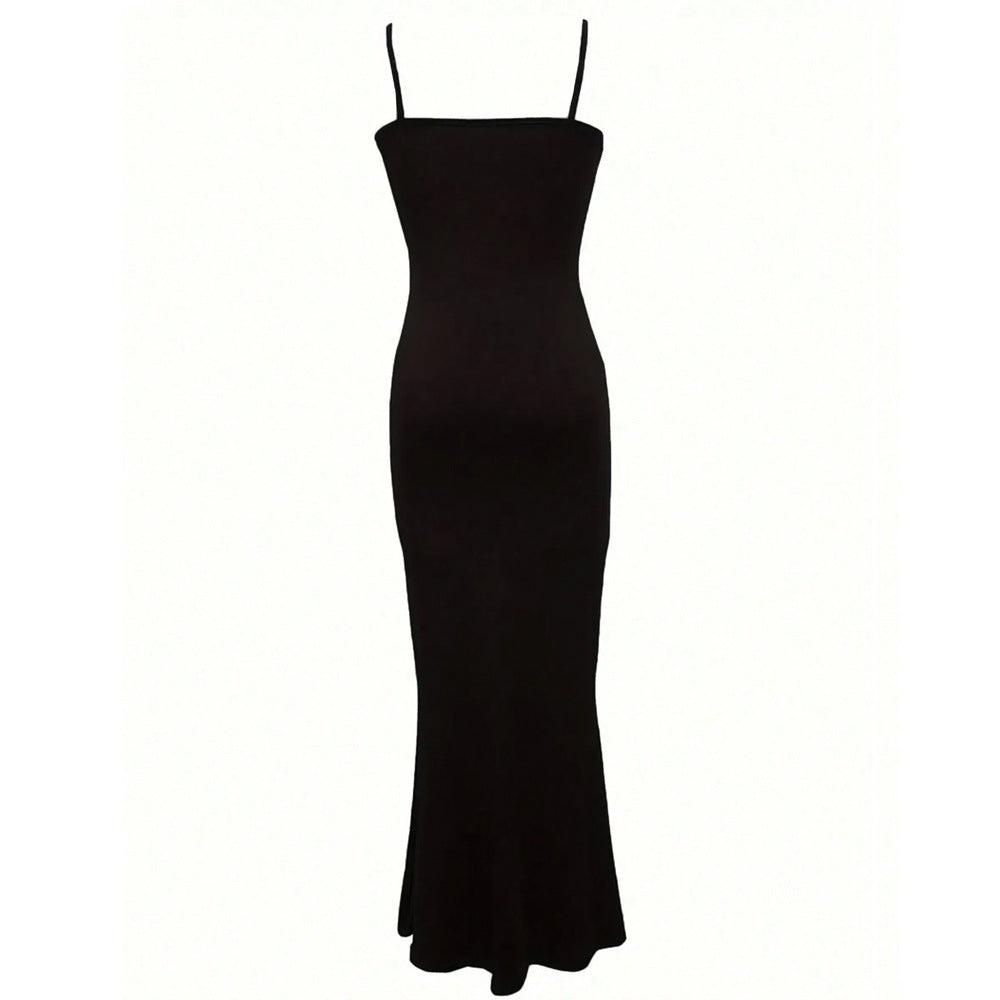 Damen figurbetontes Maxikleid mit schmalen Trägern und elegantem Schnitt R&B