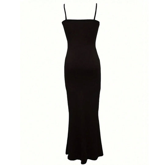 Damen figurbetontes Maxikleid mit schmalen Trägern und elegantem Schnitt R&B