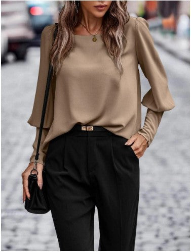 Damen elegante Bluse mit puffärmeligen Details und strukturiertem Stoff R&B