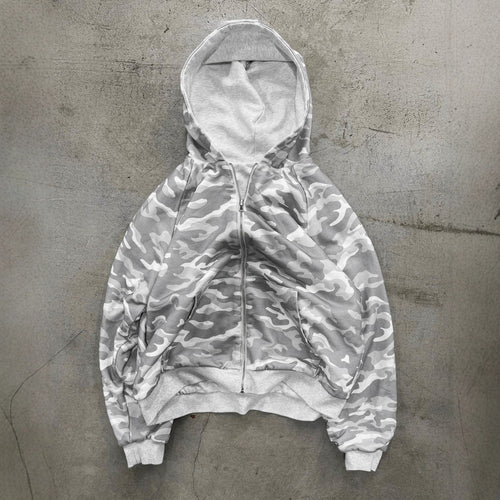 Damen Urbaner Camouflage-Hoodie mit Reißverschluss und lässigem Schnitt R&B