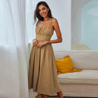 Damen Midikleid mit gerafftem Oberteil und schwingendem Saum R&B