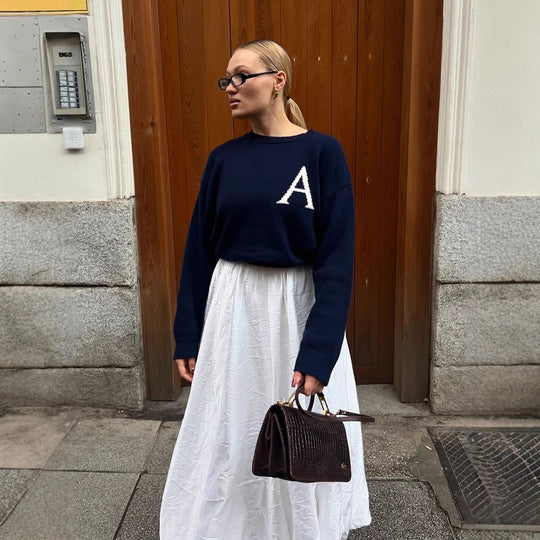 Damen lässiger Pullover mit einzigartigem Monogramm R&B