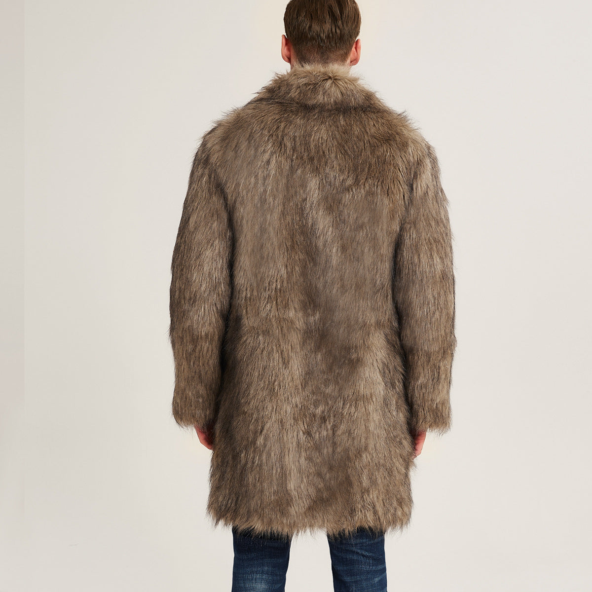 Herren Luxuriöse Kunstfelljacke mit breit geschnittenem Kragen R&B