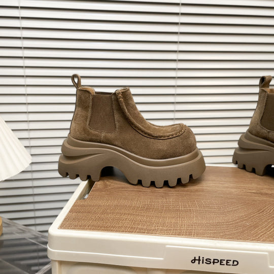 Damen Chunky Chelsea Boots mit rutschfester Profilsohle und weichem Veloursleder R&B