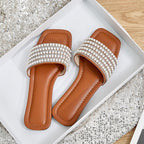 Damen Glamouröse Mules mit elegantem Perlenbesatz R&B