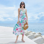 Damen Strandlaid mit floralem Design und tiefem V-Ausschnitt R&B
