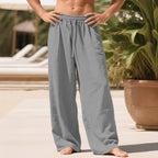 Herren nan leichte Leinen-Loungehose mit elastischem Bund und Seitentaschen R&B