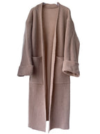Damen Lange Strickjacke mit modischer Struktur und praktischen Taschen R&B
