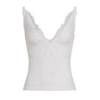 Damen Elegantes Top mit Spitzenverzierung und tiefem V-Ausschnitt R&B