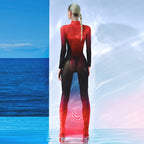 Damen Elegantes und figurbetontes Sportkleid mit hohem Kragen R&B