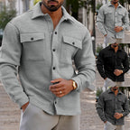 Herren lässige Hemdjacke mit praktischen Brusttaschen und strukturiertem Design R&B
