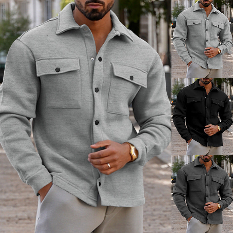 Herren lässige Hemdjacke mit praktischen Brusttaschen und strukturiertem Design R&B
