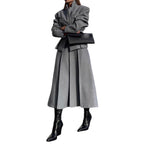 Damen elegante Oversize-Jacke mit hohem Kragen und strukturierten Ärmeln R&B