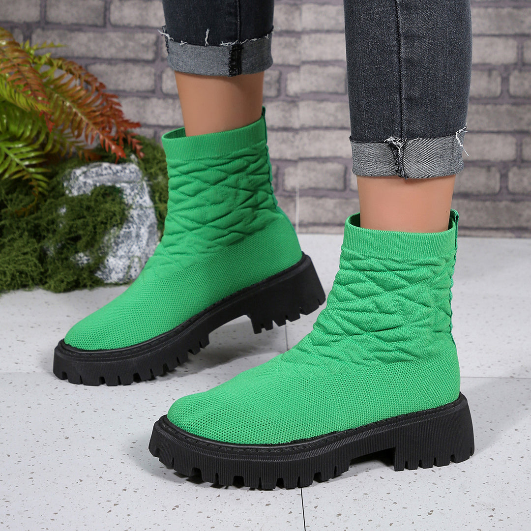 Damen Modische Stiefeletten mit strukturiertem Obermaterial und rutschfester Sohle R&B