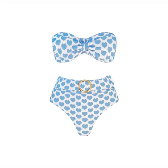Damen Bikiniset mit herzförmigen Mustern und Rüschenrock R&B