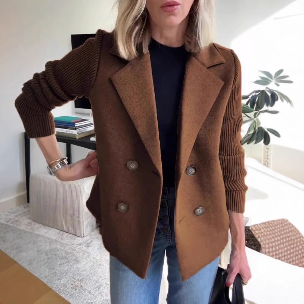 Damen Modischer Blazer mit doppelter Knopfleiste und Rippärmel R&B