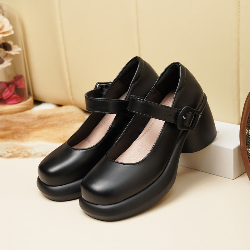 Damen Mary Jane Schuhe mit modischem Riemen und komfortablem Blockabsatz R&B