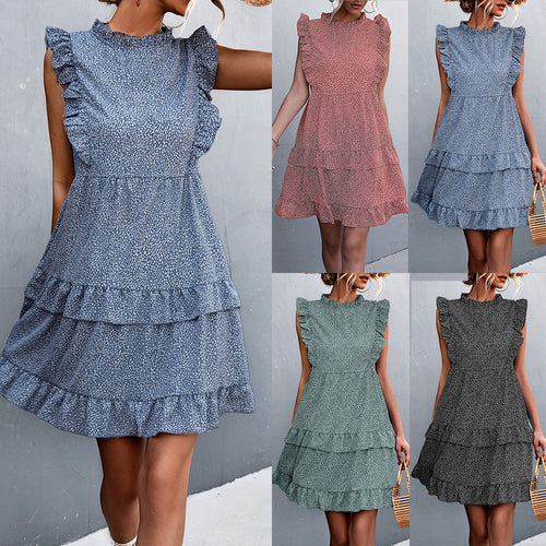 Damen luftiges Sommerkleid mit voluminösen Rüschensäumen und femininer Silhouette R&B