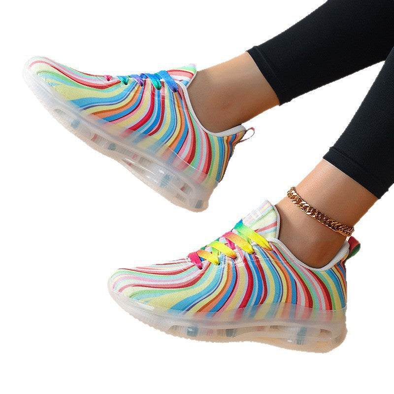 Damen nan leichter Muster-Sneaker mit elastischem Canvas-Obermaterial, gepolsterter Fersenstütze und segmentierter Flexlaufsohle R&B