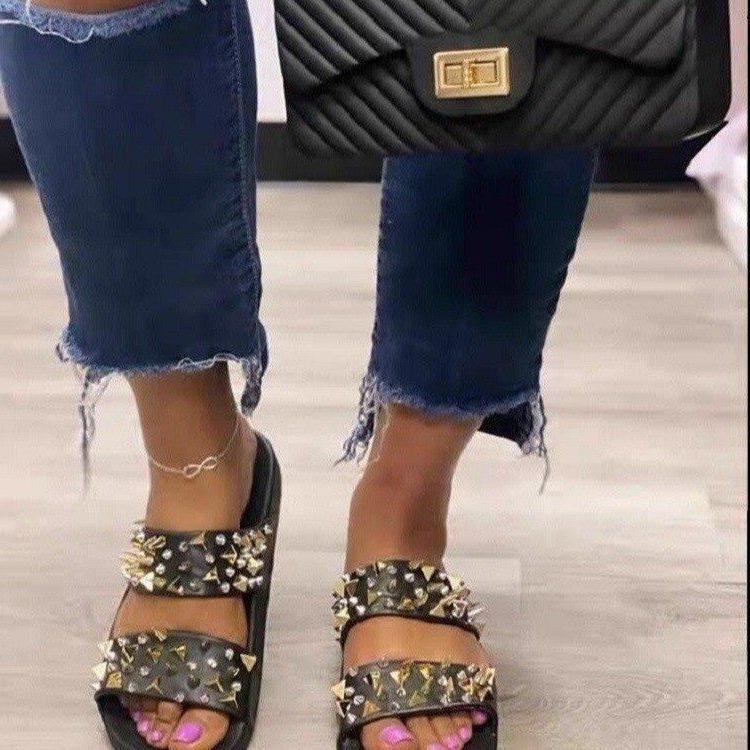 Damen Glamouröse Slides mit Nietenverzierung R&B