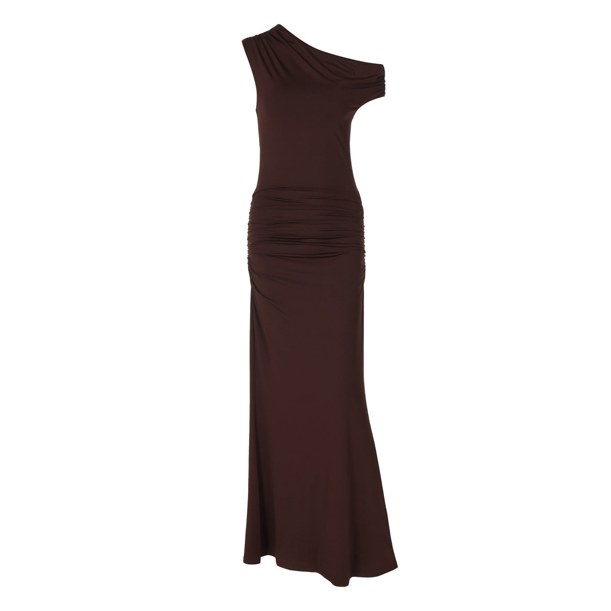 Damen Elegantes Wickel-Maxikleid mit asymmetrischer Schulterpartie R&B