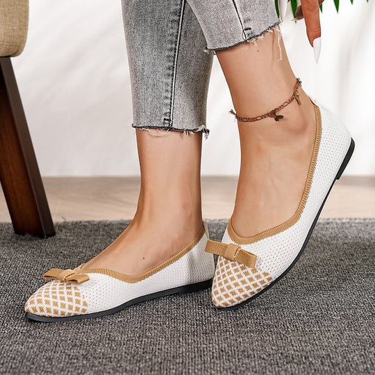 Damen Ballerinas mit zarter Schleifenverzierung und luftiger Oberflächenstruktur R&B