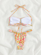 Damen Bandeau-Bikini mit verspieltem Blumendesign R&B