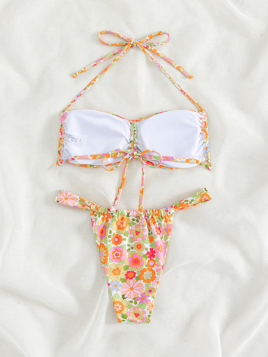 Damen Bandeau-Bikini mit verspieltem Blumendesign R&B