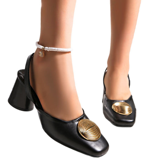 Damen Slingback-Heels mit eleganter Goldverzierung R&B