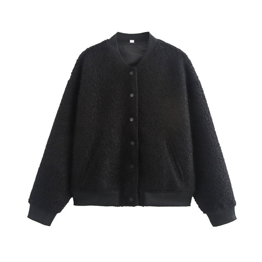 Damen Oversized Fleecejacke mit Knopfverschluss und Seitentaschen R&B