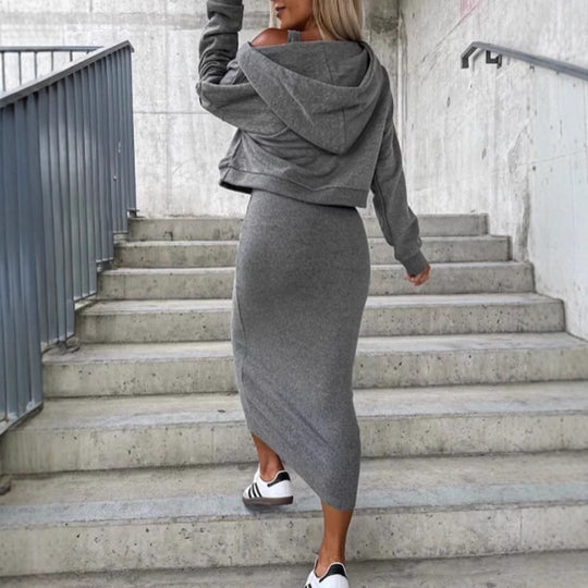 Damen nan ärmelloses Feinstrick-Maxikleid mit V-Ausschnitt, körpernaher Silhouette und stretchigem Baumwollmix R&B